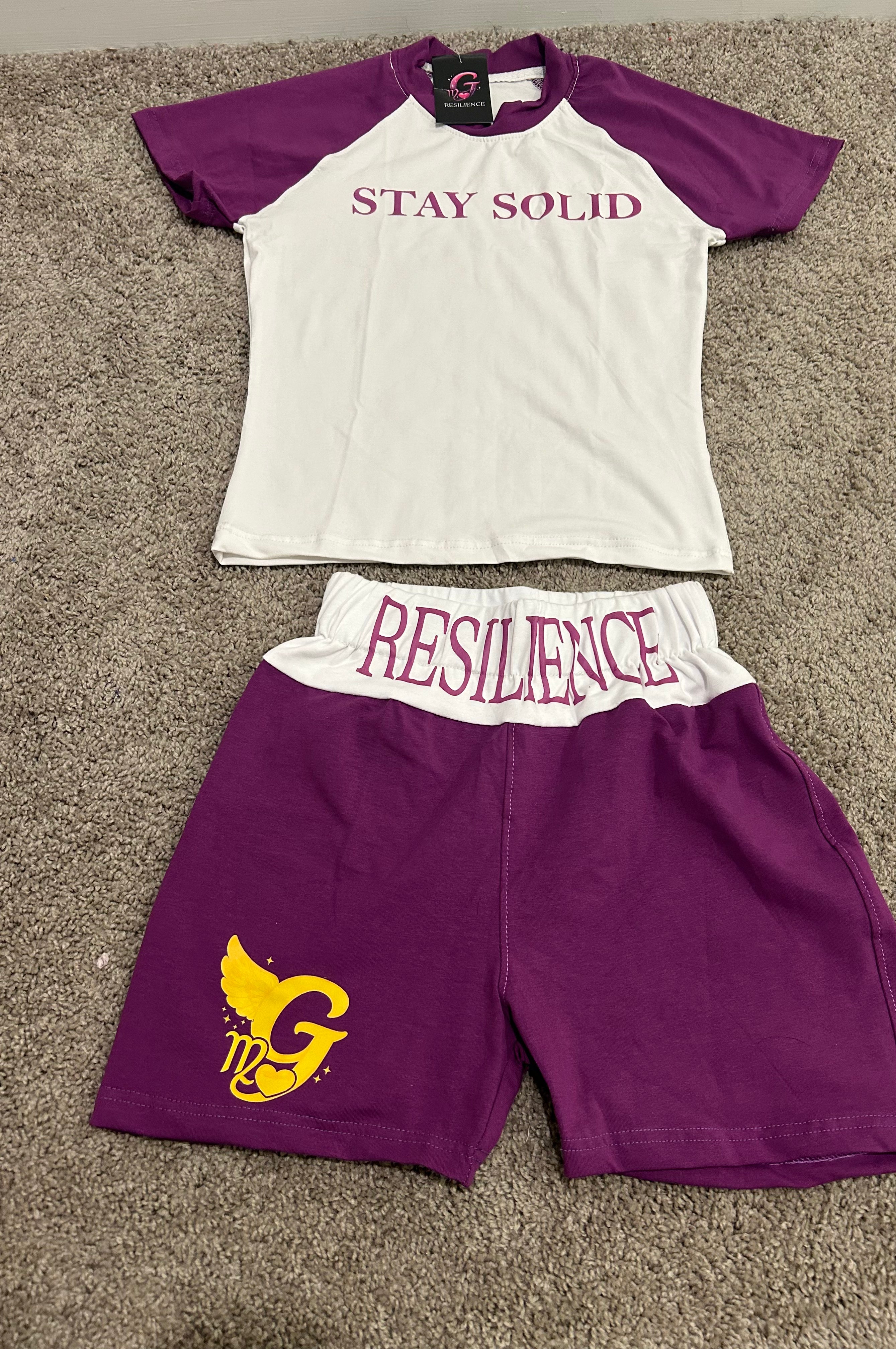 Tshirt & shorts purple set medium & large ...